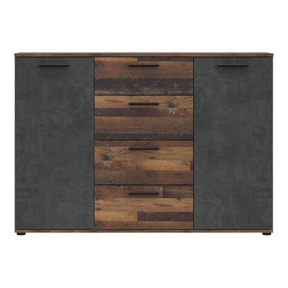 Attalyar 2 Door 4 Drawer Sideboard (HLNK26) in Old Wood Vintage and Dark Grey Concrete