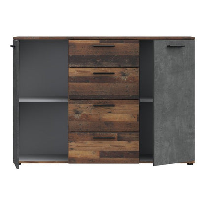 Attalyar 2 Door 4 Drawer Sideboard (HLNK26) in Old Wood Vintage and Dark Grey Concrete