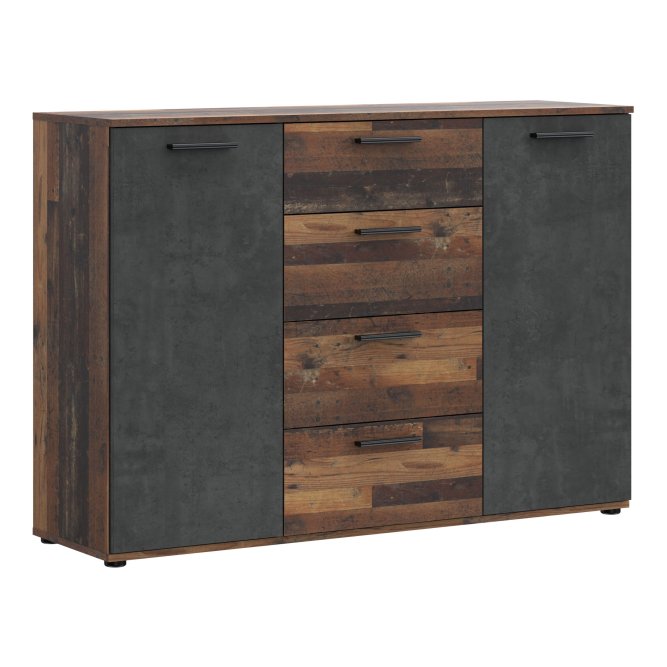 Attalyar 2 Door 4 Drawer Sideboard (HLNK26) in Old Wood Vintage and Dark Grey Concrete
