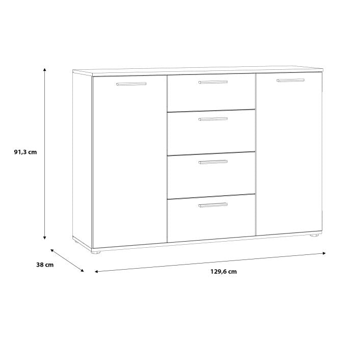 Attalyar 2 Door 4 Drawer Sideboard (HLNK26) in Old Wood Vintage and Dark Grey Concrete