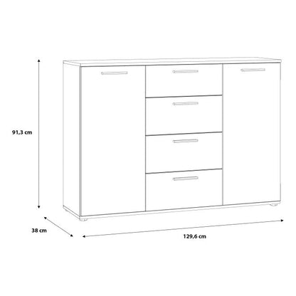 Attalyar 2 Door 4 Drawer Sideboard (HLNK26) in Old Wood Vintage and Dark Grey Concrete