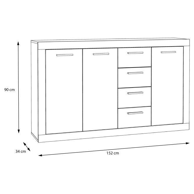 Baccio 153cm 3 Door 4 Drawer Sideboard (BCCK241)