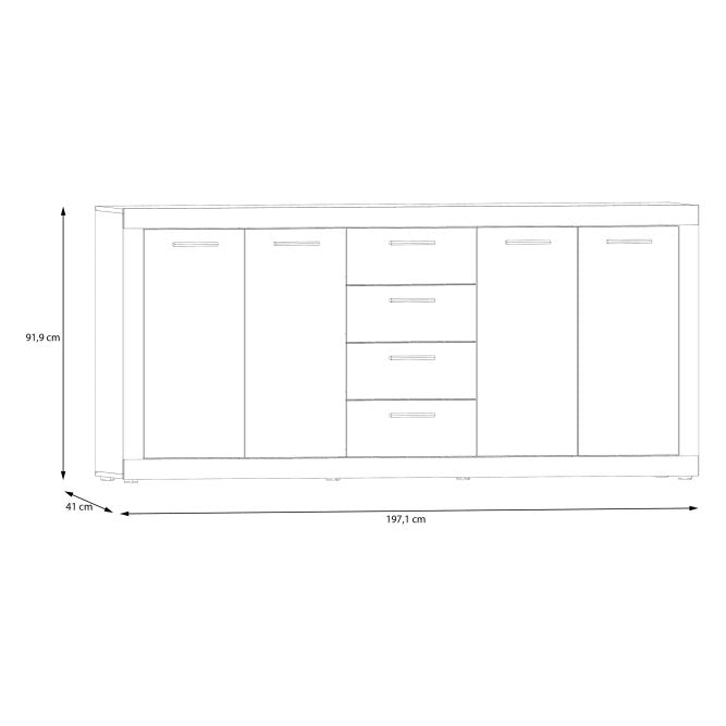 Baccio 198cm 4 Door 4 Drawer Sideboard (BCCK251)