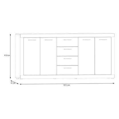 Baccio 198cm 4 Door 4 Drawer Sideboard (BCCK251)
