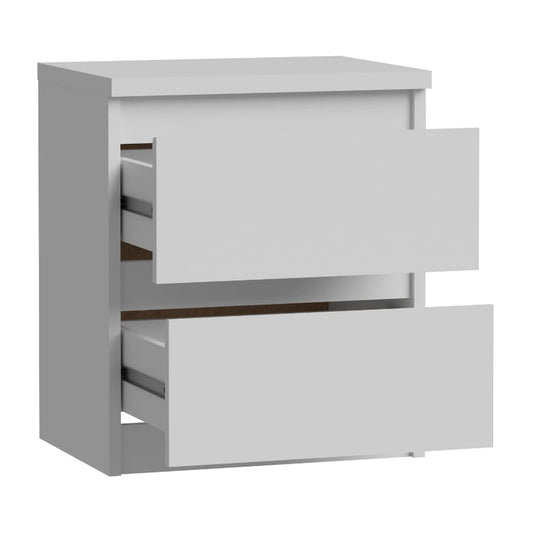 Chelsea 42cm 2 Drawer Bedside Table (CHLK111) in White