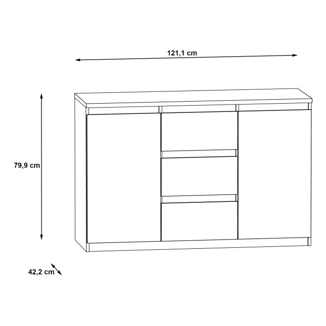 Chelsea 122cm 2 Door 3 Drawer Sideboard (CHLK231) in White