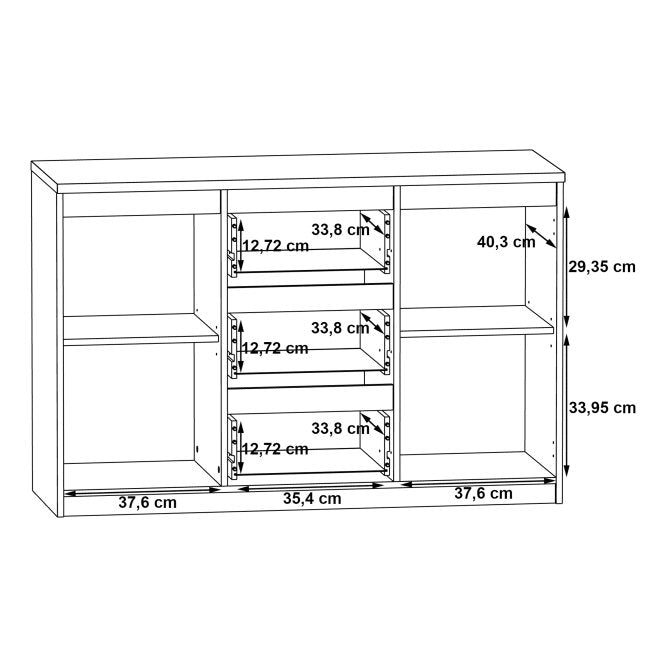 Chelsea 122cm 2 Door 3 Drawer Sideboard (CHLK231) in White