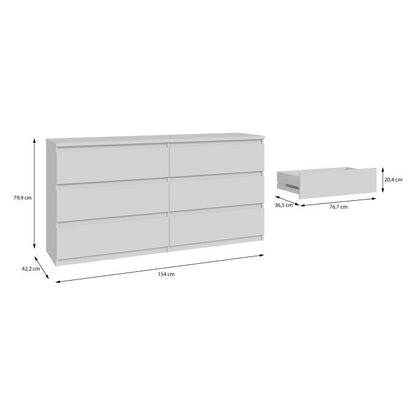 Chelsea 154cm 6 Drawer Chest (CHLK26) in White