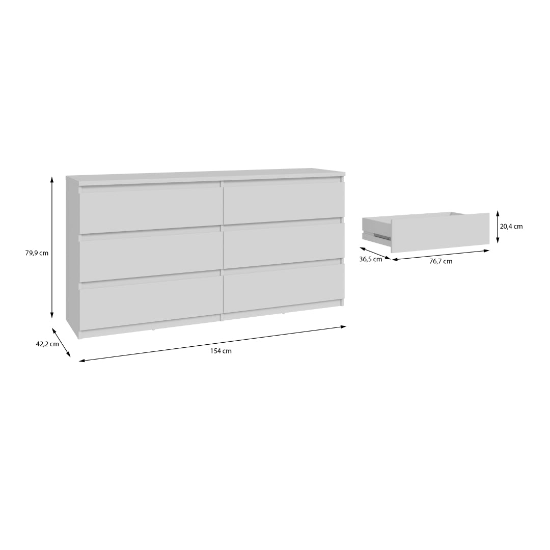 Chelsea 154cm 6 Drawer Chest (CHLK261) in White
