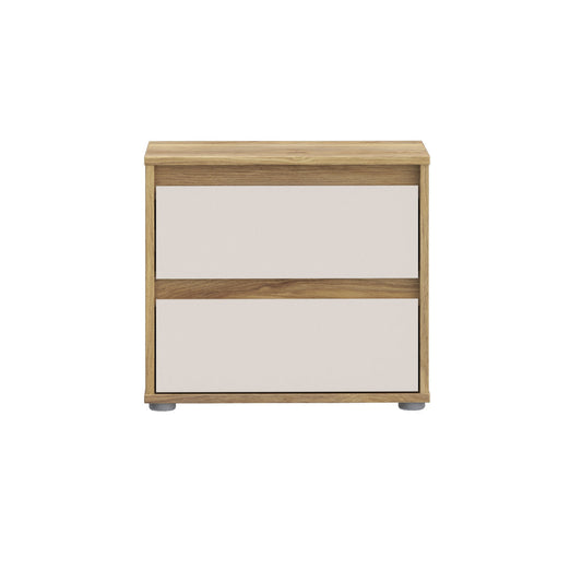 Eliston 49cm 2 Drawer Bedside Table (EGMK011) in Mauvella Oak and Sand