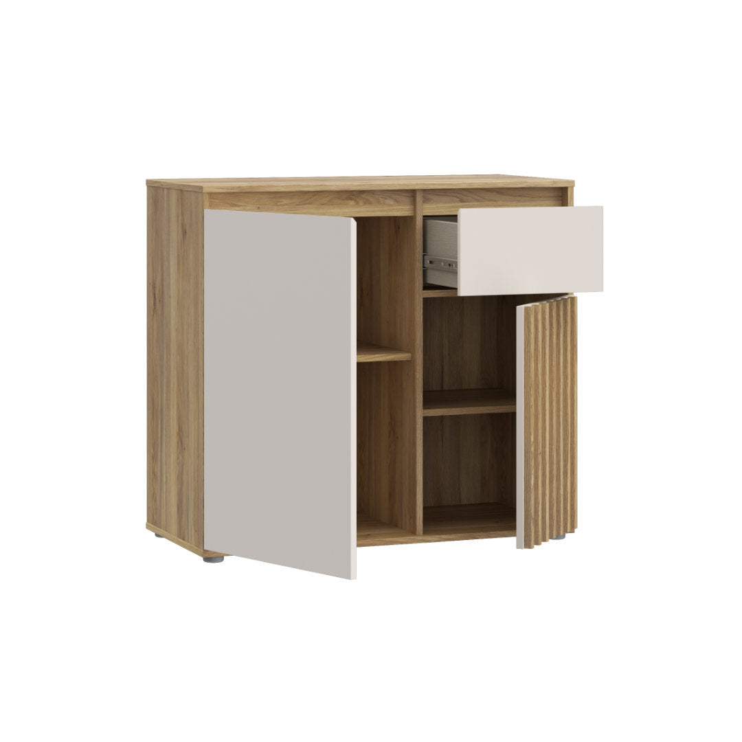 Eliston 89cm 2 Door 1 Drawer Sideboard (EGMK221) in Mauvella Oak and Sand