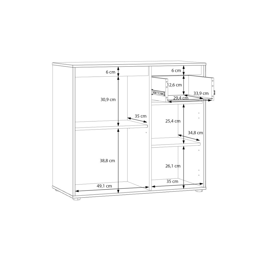 Eliston 89cm 2 Door 1 Drawer Sideboard (EGMK221) in Mauvella Oak and Sand