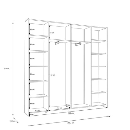 Home Nook Sliding Door Wardrobe 200cm in White