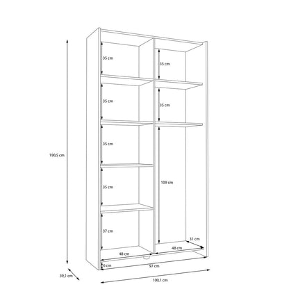 Home Nook Sliding Door Wardrobe 100cm in White