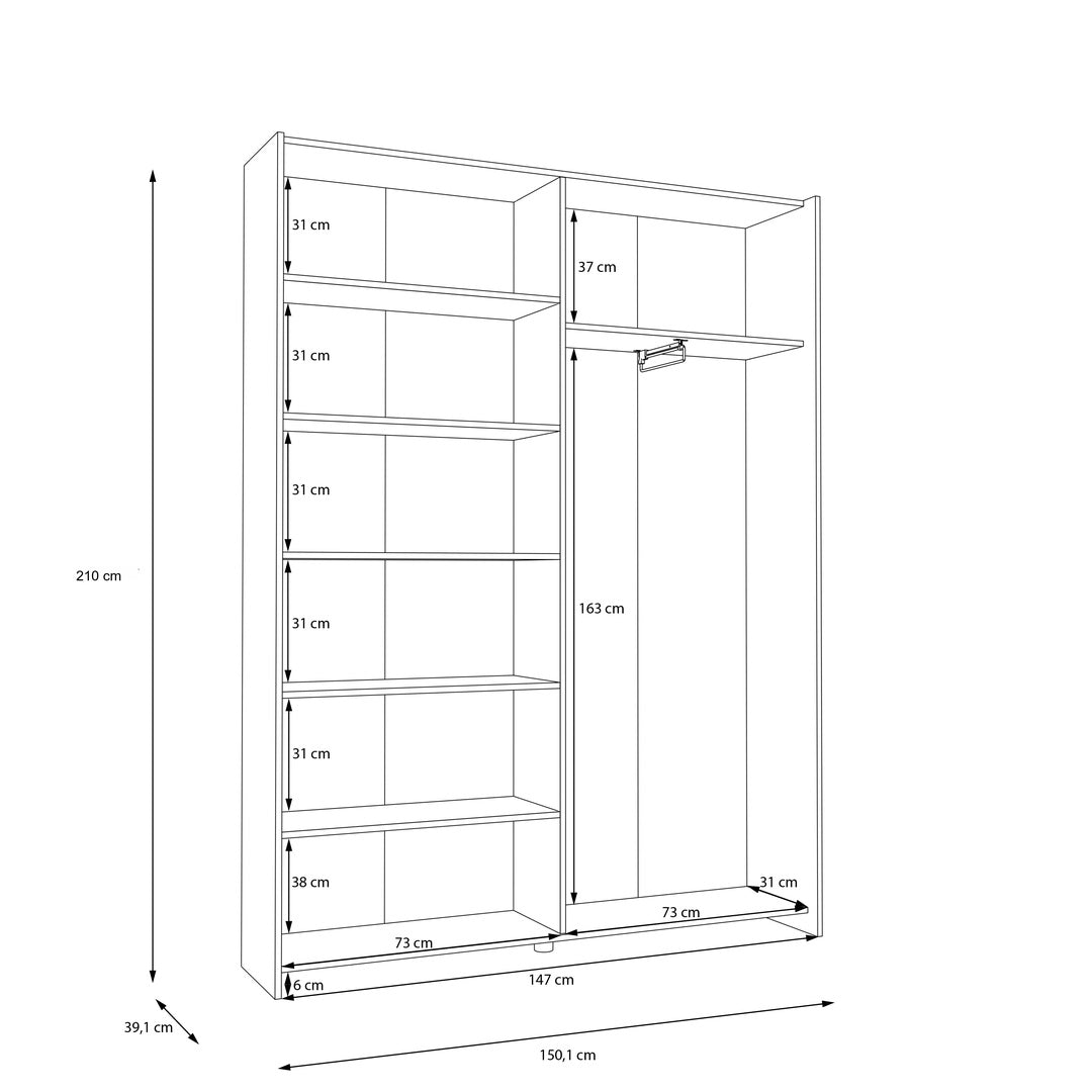 Home Nook Sliding Door Wardrobe 150cm in White