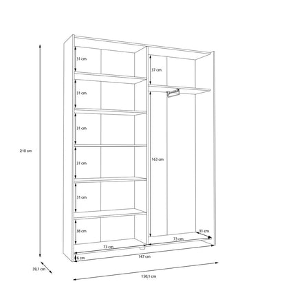 Home Nook Sliding Door Wardrobe 150cm in White