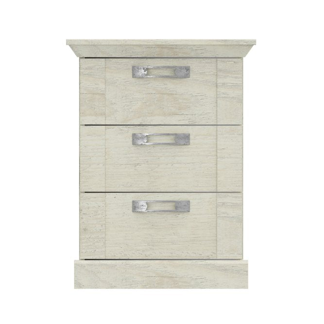Kashmir 3 Drawer Bedside Cabinet (KSMK113) in White Pine