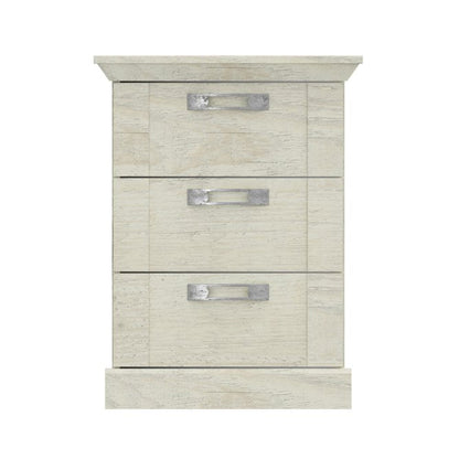 Kashmir 3 Drawer Bedside Cabinet (KSMK113) in White Pine