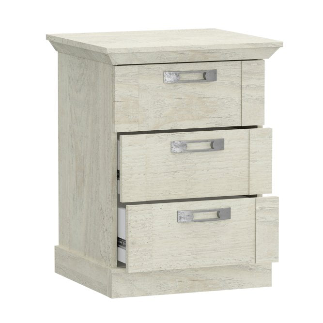 Kashmir 3 Drawer Bedside Cabinet (KSMK113) in White Pine