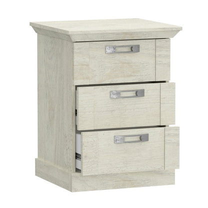 Kashmir 3 Drawer Bedside Cabinet (KSMK113) in White Pine