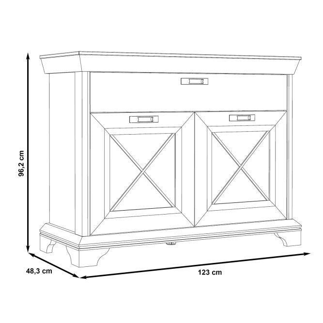 Kashmir 2 Door 1 Drawer Sideboard (KSMK223) in White Pine