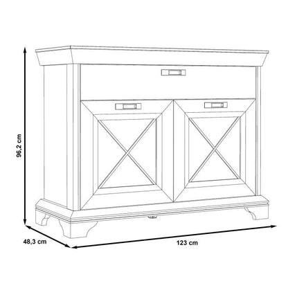 Kashmir 2 Door 1 Drawer Sideboard (KSMK223) in White Pine