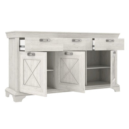 Kashmir 3 Door 3 Drawer Sideboard (KSMK231) in White Pine