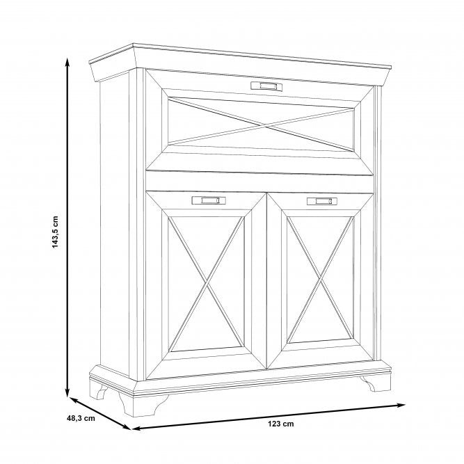 Kashmir Drinks Cabinet (KSMK43) in White Pine