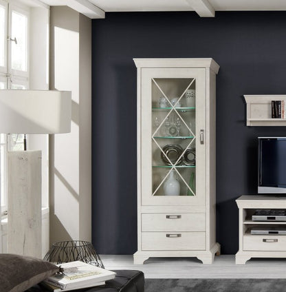 Kashmir Tall Display Cabinet (KSMV73) in White Pine
