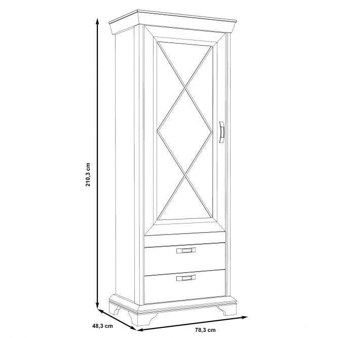 Kashmir Tall Display Cabinet (KSMV73) in White Pine