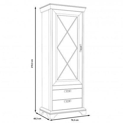 Kashmir Tall Display Cabinet (KSMV73) in White Pine