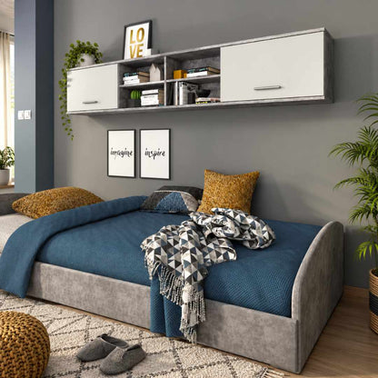 Lupo Wall Hung Cabinet 206cm in Light Concrete Grey and White