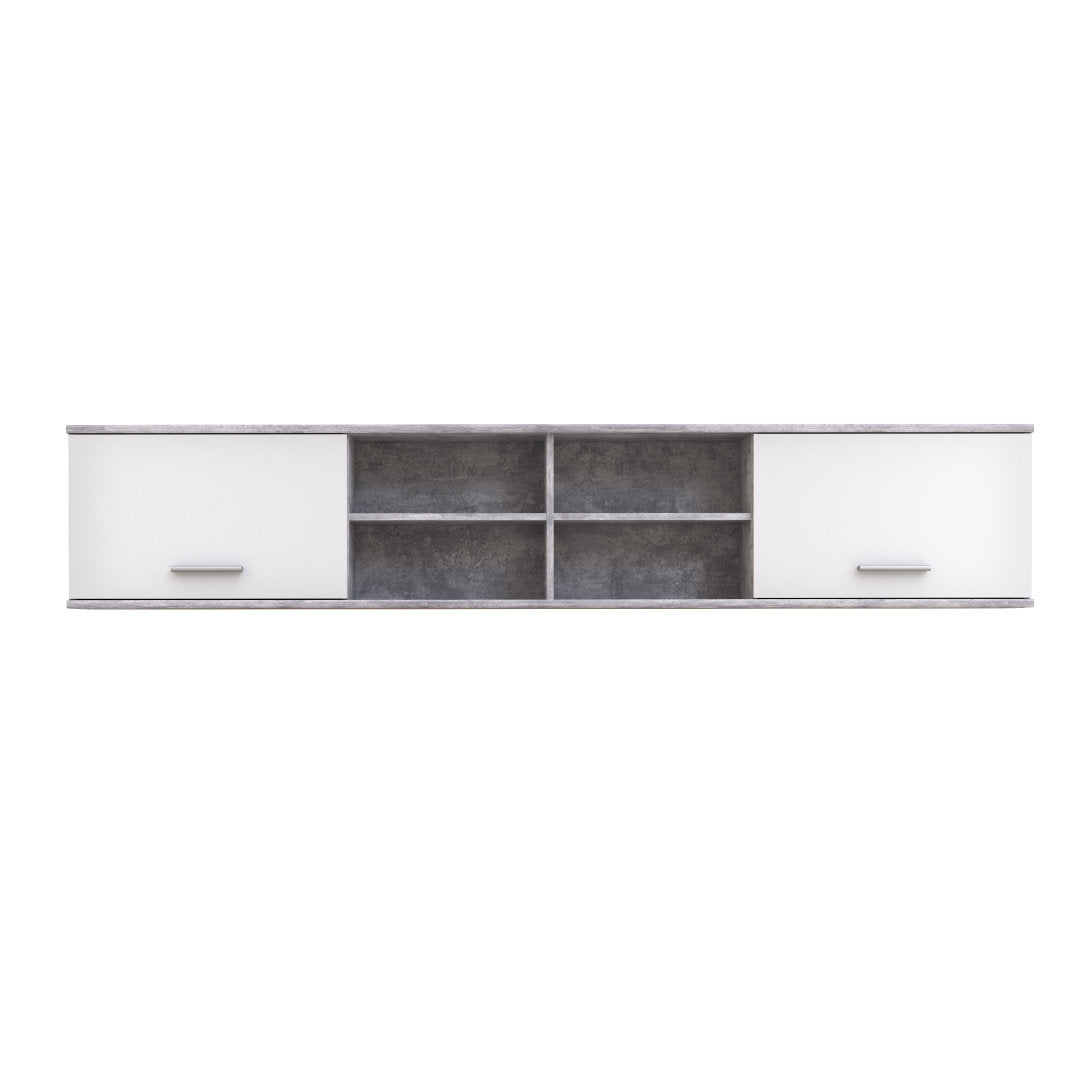 Lupo Wall Hung Cabinet 206cm in Light Concrete Grey and White
