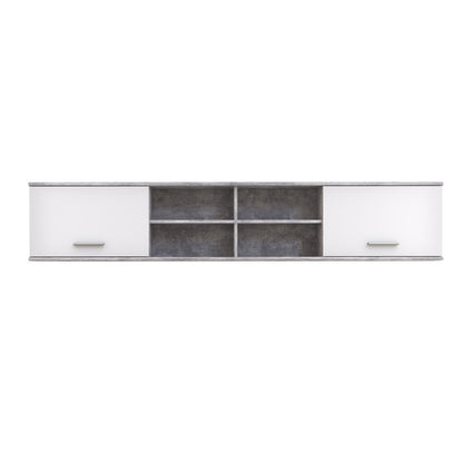 Lupo Wall Hung Cabinet 206cm in Light Concrete Grey and White