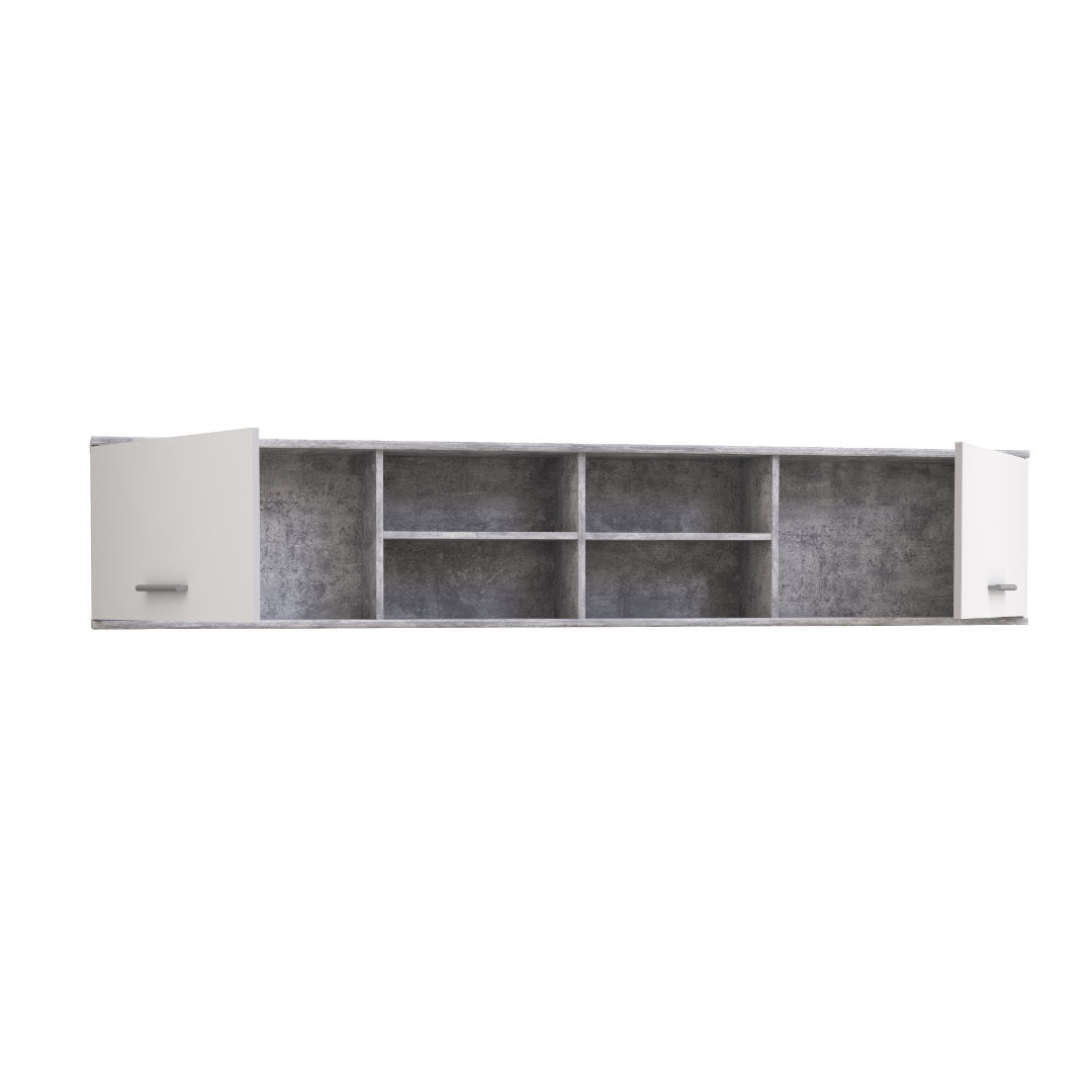 Lupo Wall Hung Cabinet 206cm in Light Concrete Grey and White
