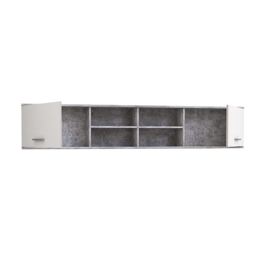 Lupo Wall Hung Cabinet 206cm in Light Concrete Grey and White