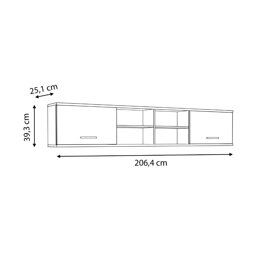 Lupo Wall Hung Cabinet 206cm in Light Concrete Grey and White