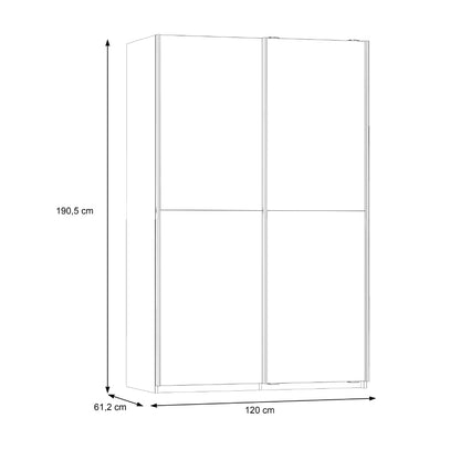 Lupo Sliding Door Wardrobe 120cm in Light Concrete Grey and White
