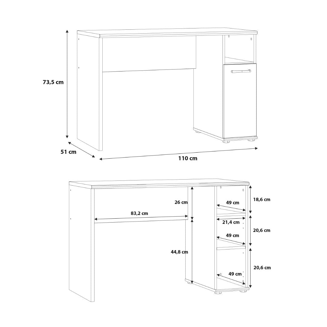 Niko 110cm Desk (CPLB21N) in Artisan Oak