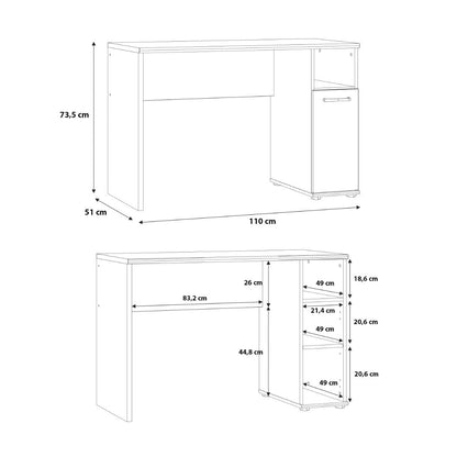 Niko 110cm Desk (CPLB21N) in Artisan Oak