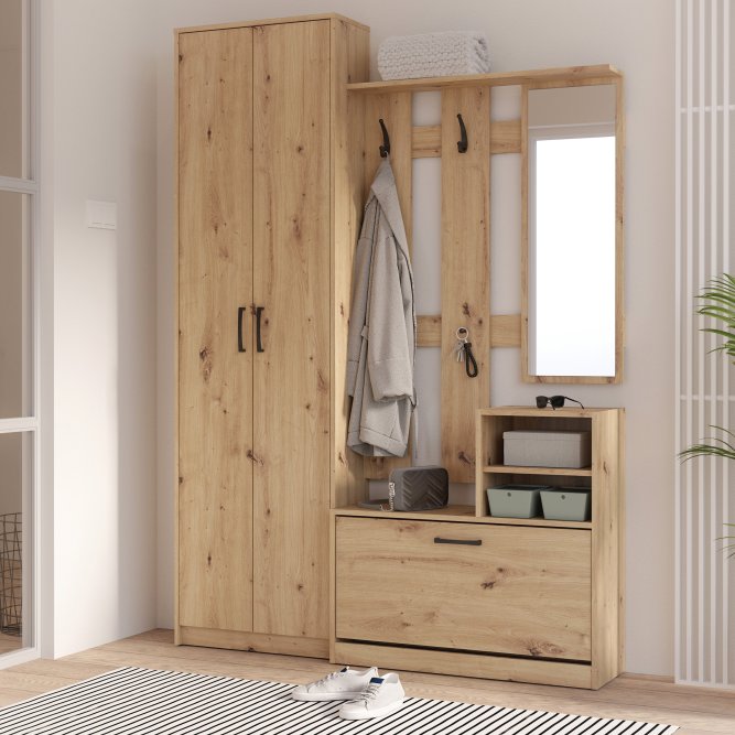 Niko 135cm Hallway Set with Mirror (NIKD01) in Artisan Oak