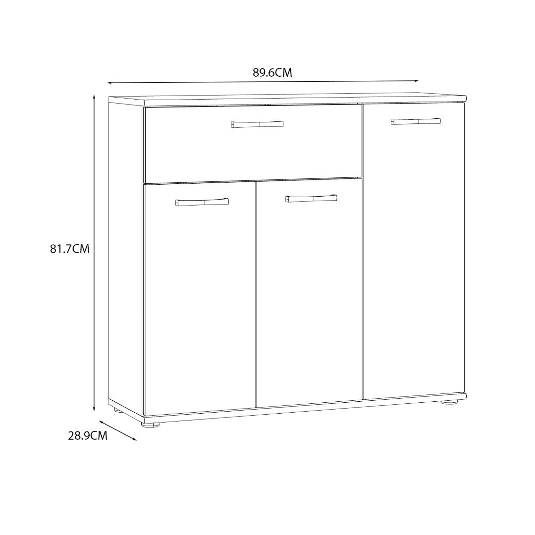 Niko 90cm 3 Door 1 Drawer Sideboard (NIKK34)