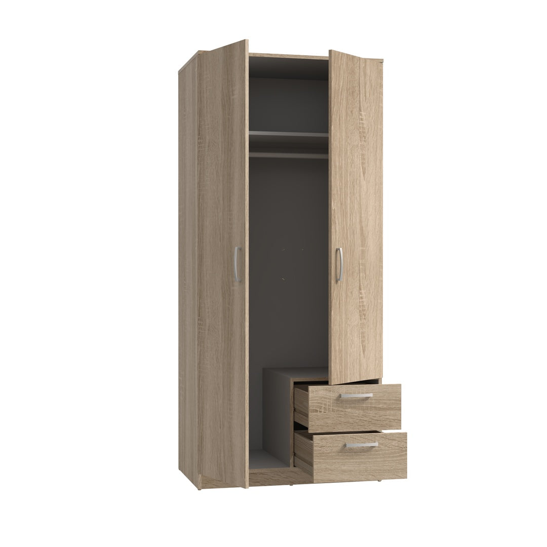 Niko 82cm 2 Door Wardrobe with Drawers (NIKS81)