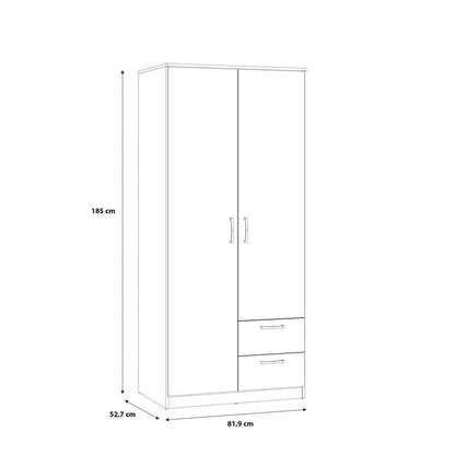 Niko 82cm 2 Door Wardrobe with Drawers (NIKS81)