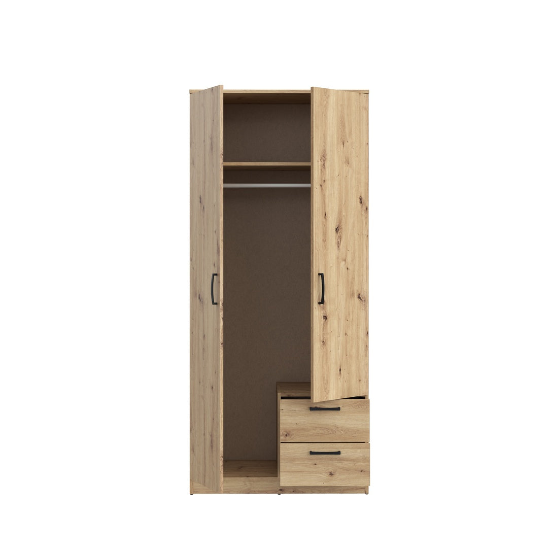 Niko 82cm 2 Door Wardrobe with Drawers (NIKS81)