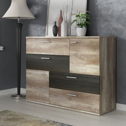 Skive 125cm 2 Door 4 Drawer Sideboard (SKVK46) in Antique Oak and Touchwood