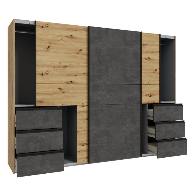Winn II Sliding Door Wardrobe with Drawers 270cm