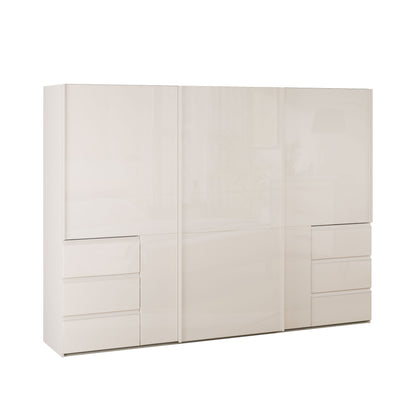 Winn II Sliding Door Wardrobe with Drawers 270cm in Sand and Sand Gloss