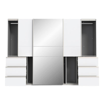 Winn II Sliding Mirrored Door Wardrobe with Drawers 270cm in White