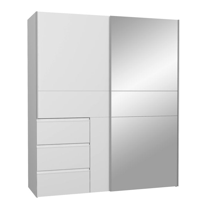 Winn II Sliding Mirrored Door Wardrobe with Drawers 170cm